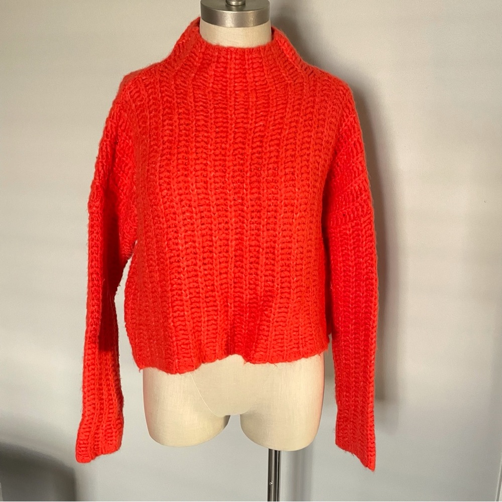 Aerie chunky orange high neck sweater size XS